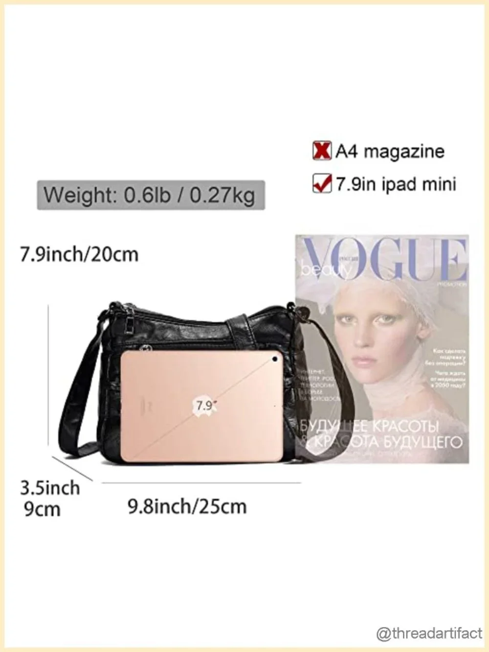 Small Crossbody Bag with Multiple Pockets Washed PU Leather Lightweight